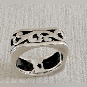 BRIGHTON Sterling silver square open scrolled ring. Size 6